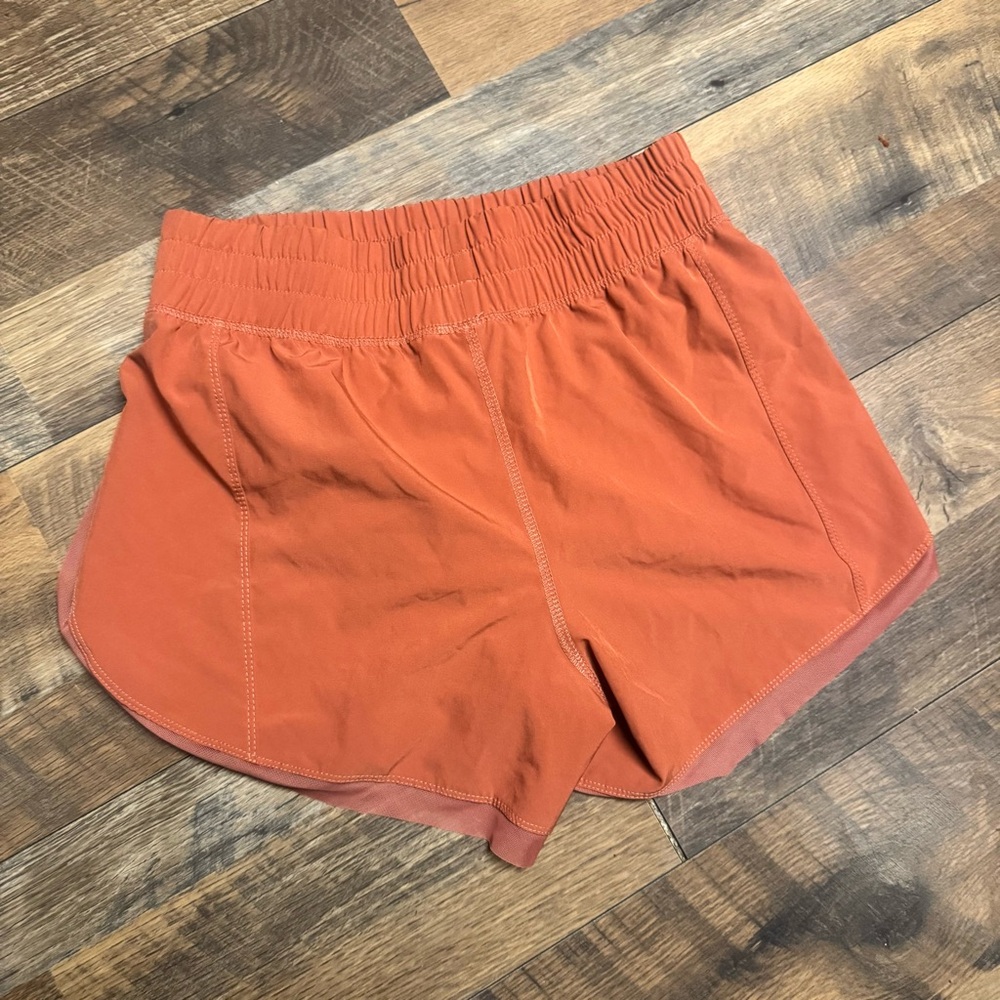 Women’s Athletic Rust Orange Running Shorts with Elastic Waist - Picture 4 of 6